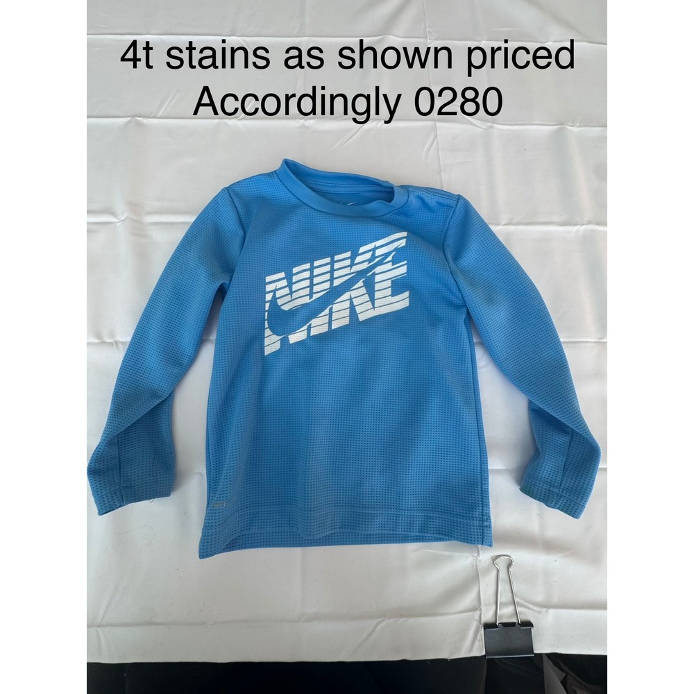 Nike Boys Blue Long Sleeve Graphic T-Shirt Waffle Knit Performance Top Size 4T